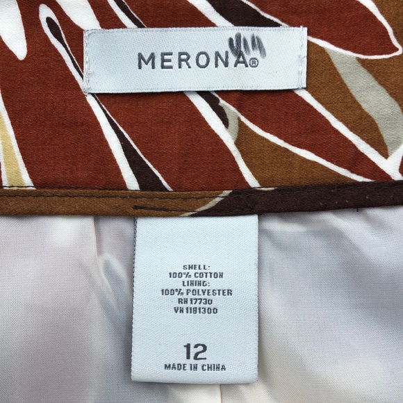 Merona Brown & Tan Floral Print Skirt, Size 12 - Picture 3 of 5